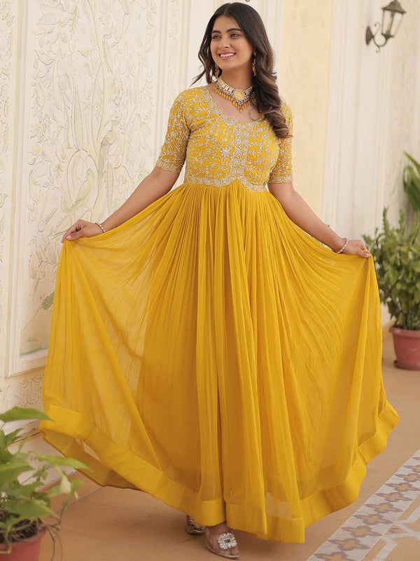 Embroidered Georgette Ethnic Gown