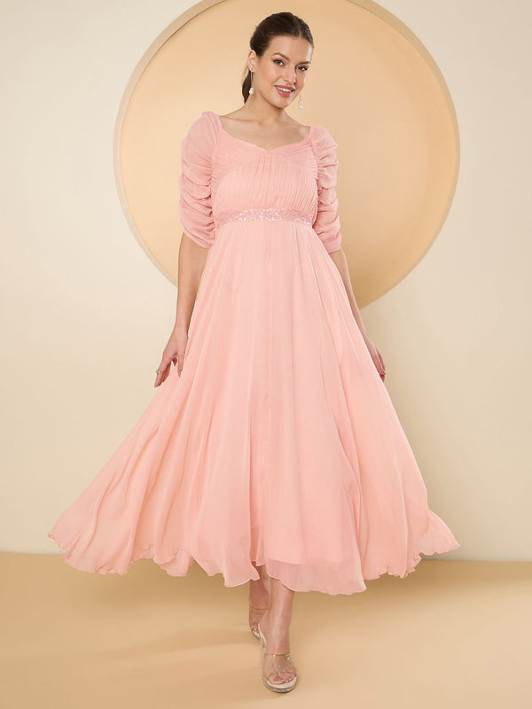 Chiffon Maxi Embellished Dress
