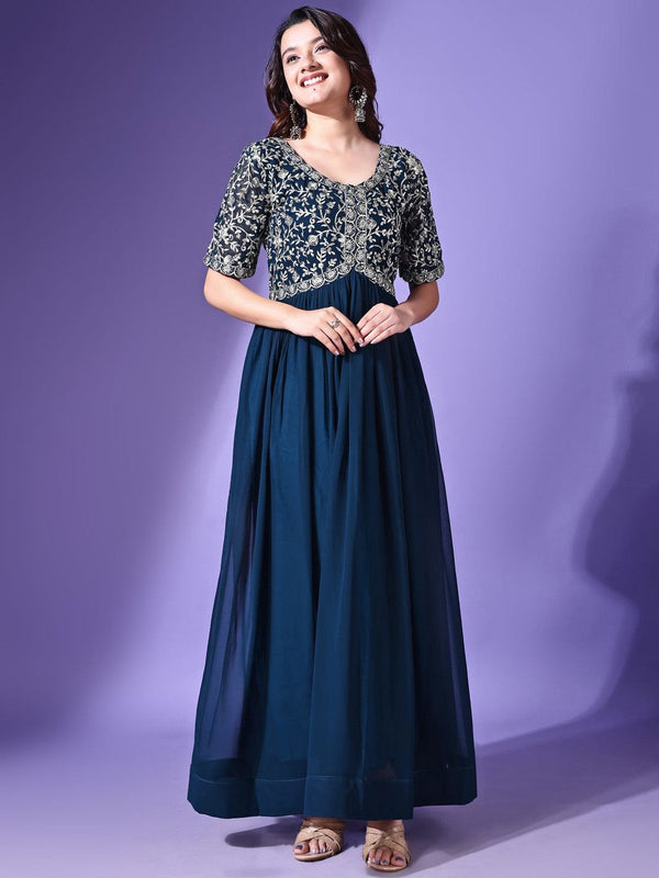 Women Embroidered Ethnic Maxi Dress